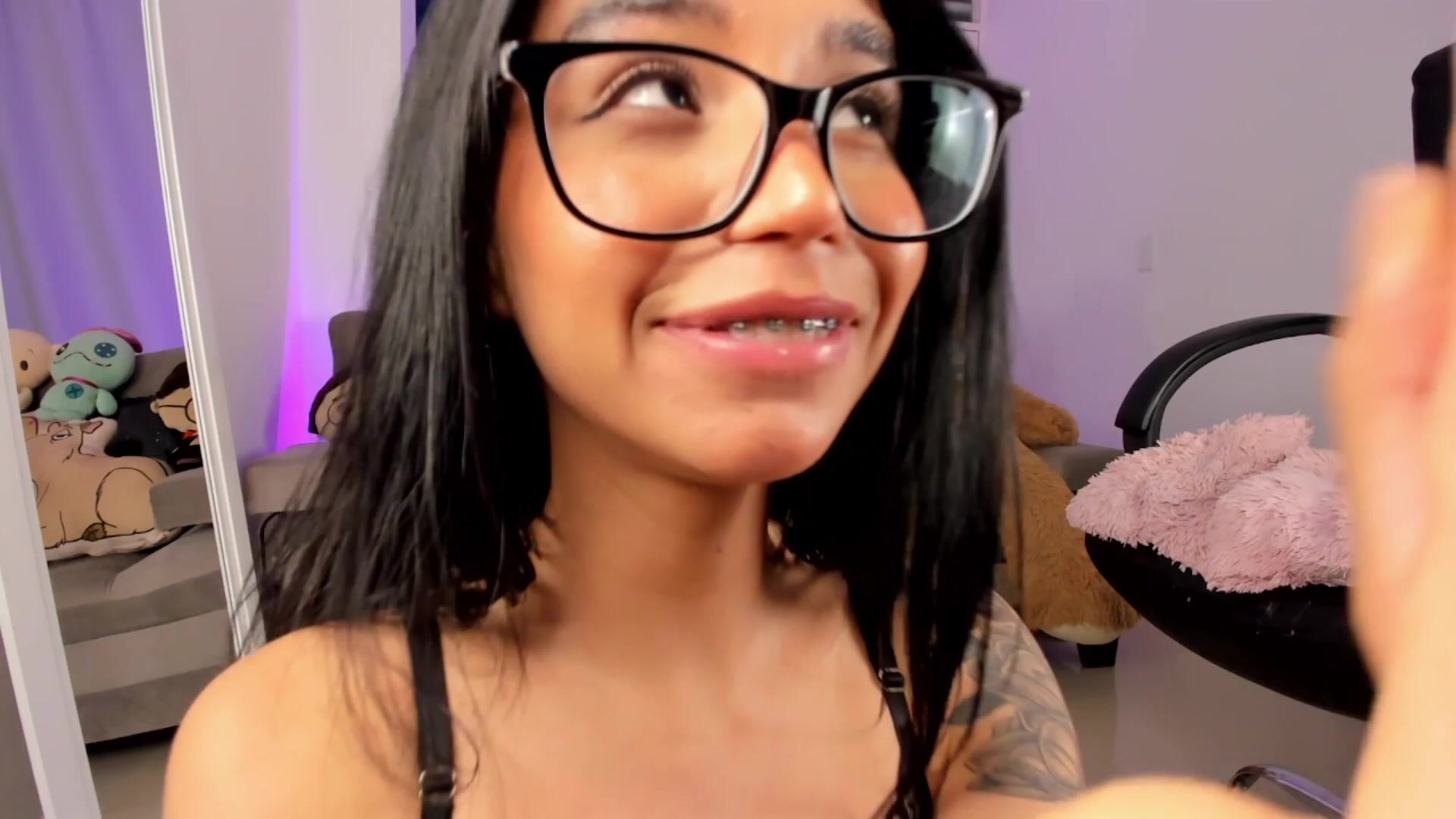 SLOW BLOWJOB WITH BRACES AND GLASSES