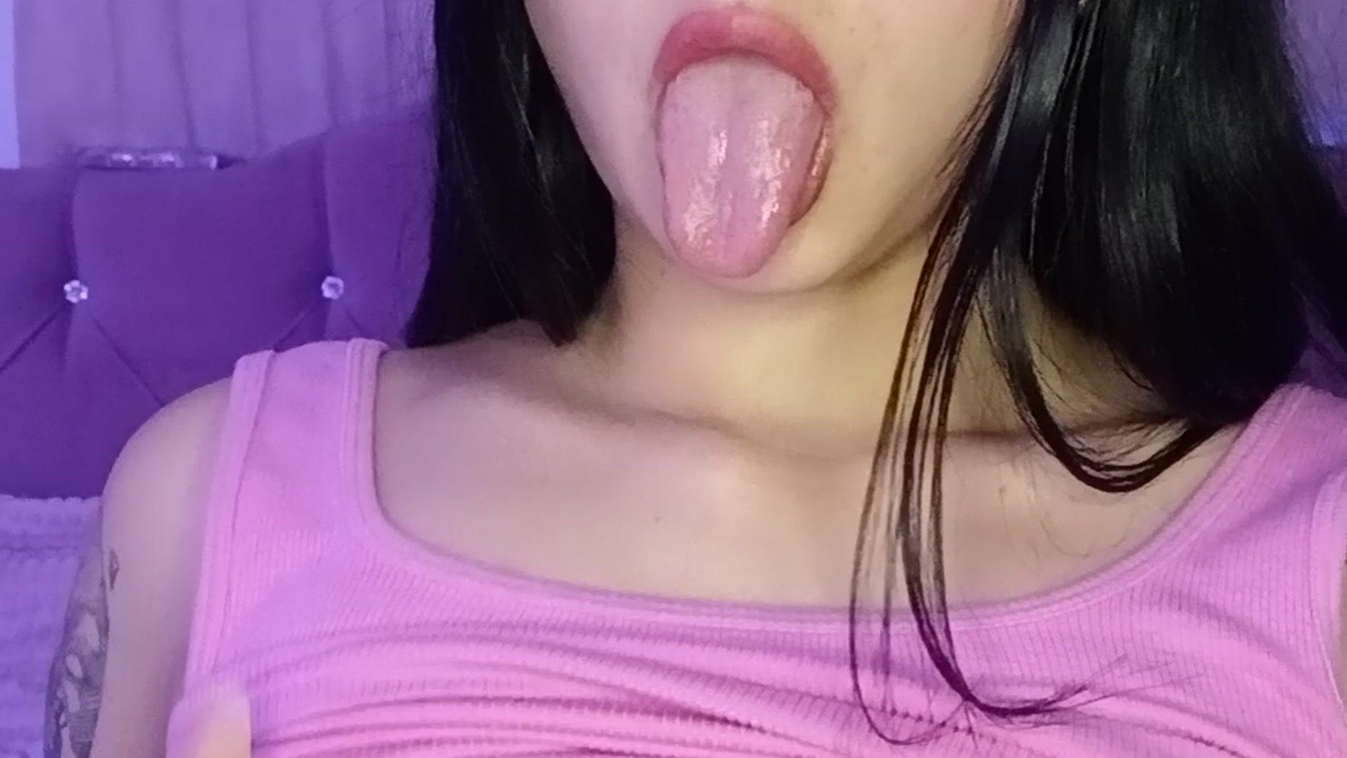 Saliva and oil on my tits