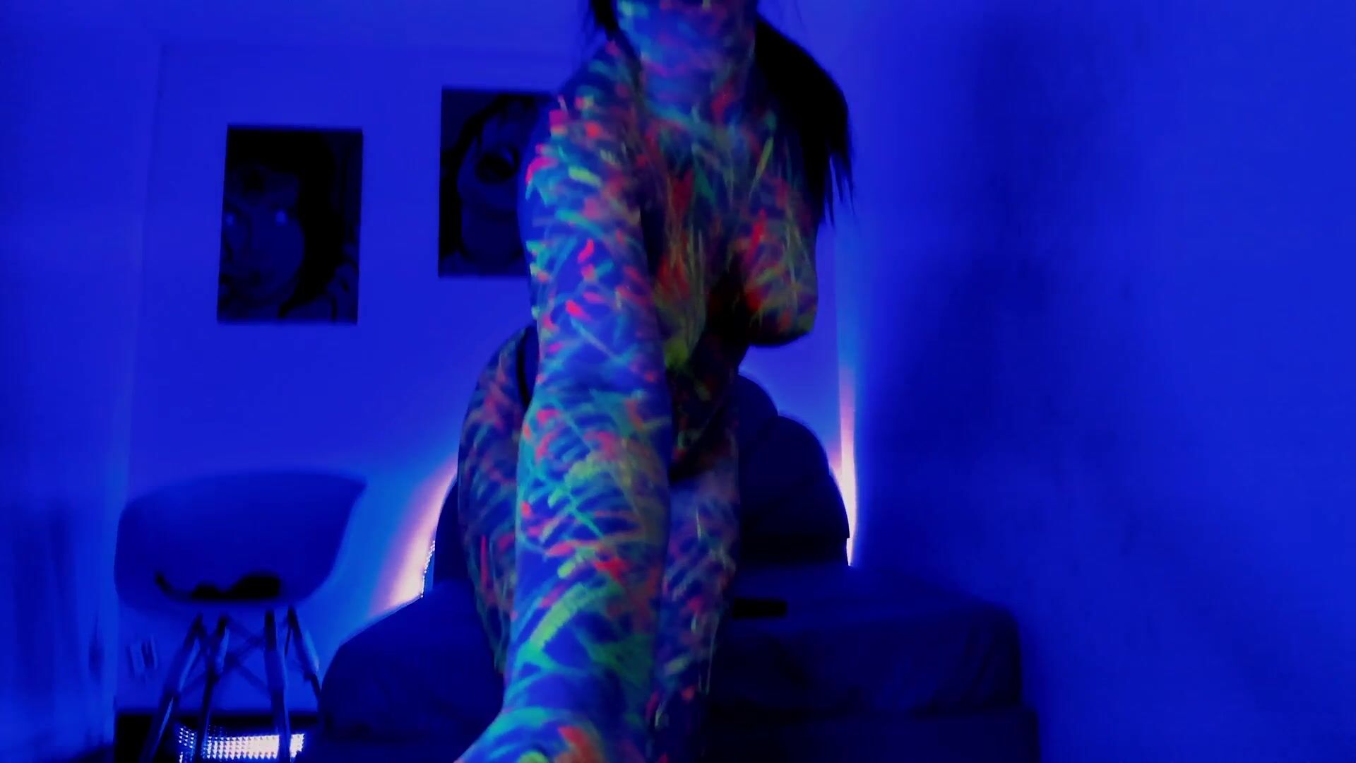 sensual and horny neon girl