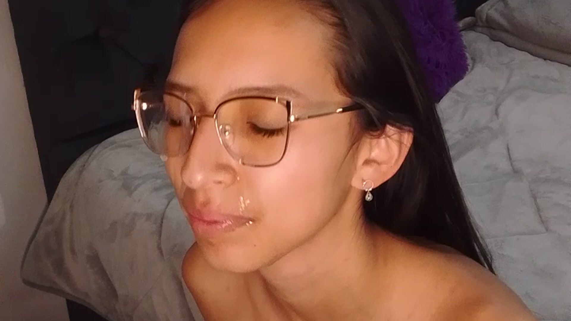 Delicious cum on glasses