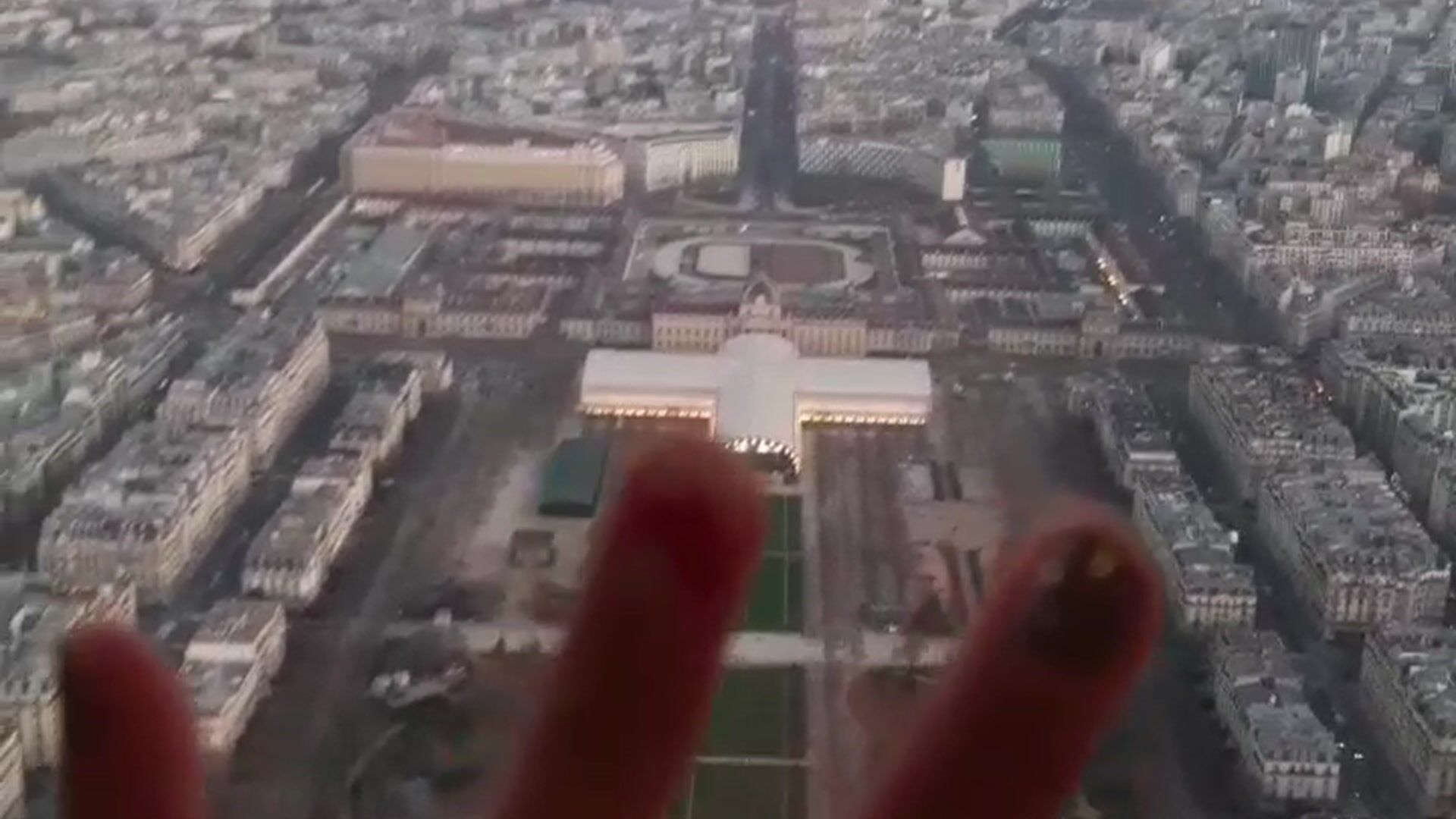 One of the floors of the Eiffel tower in Paris