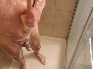 Shower with chubby cock and cock rings - video by theclubist111 cam model