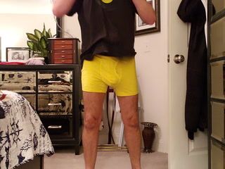 Getting undressed tonight.  Bright yellow underwear!