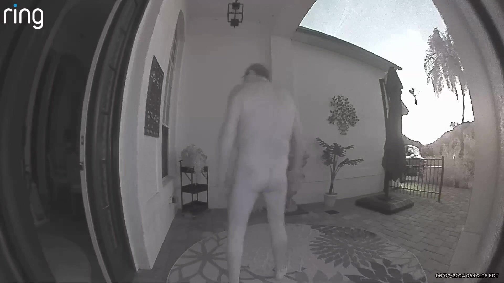 Security camera catches ne Naked outside my front door!