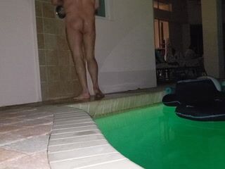 Outdoor pool shower sift cock. Not private at all! - video by theclubist111 cam model