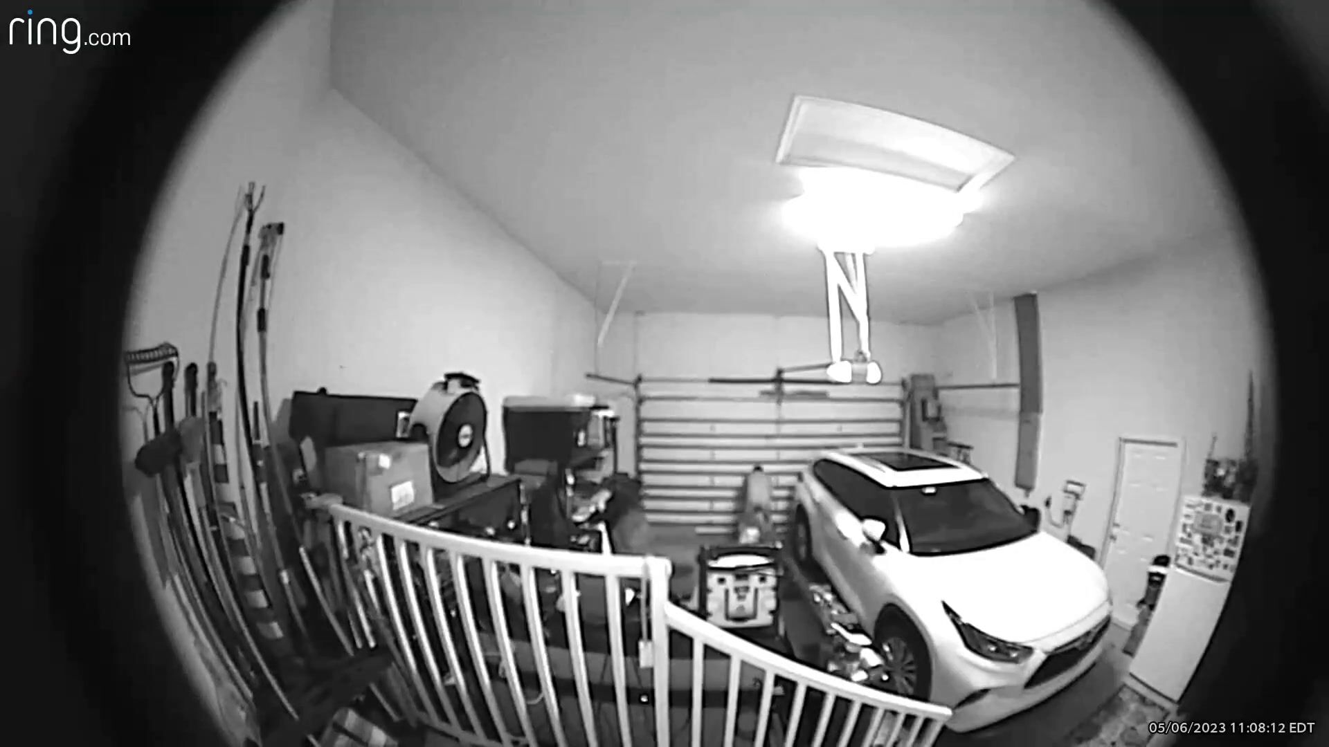 Naked taking trash in the garage.   Captured by my security camera!