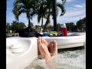 Feet naked hot tub