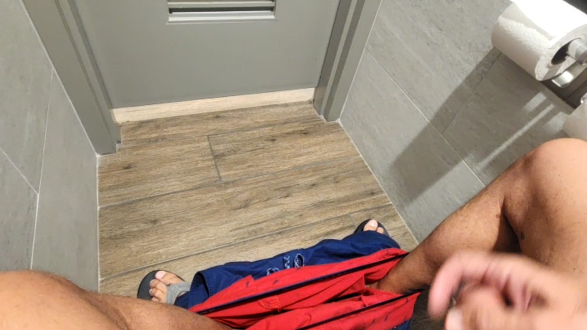 Public restroom soft cock play