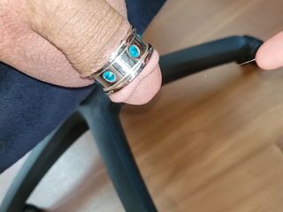 Precum with Blue Crystal Ring on