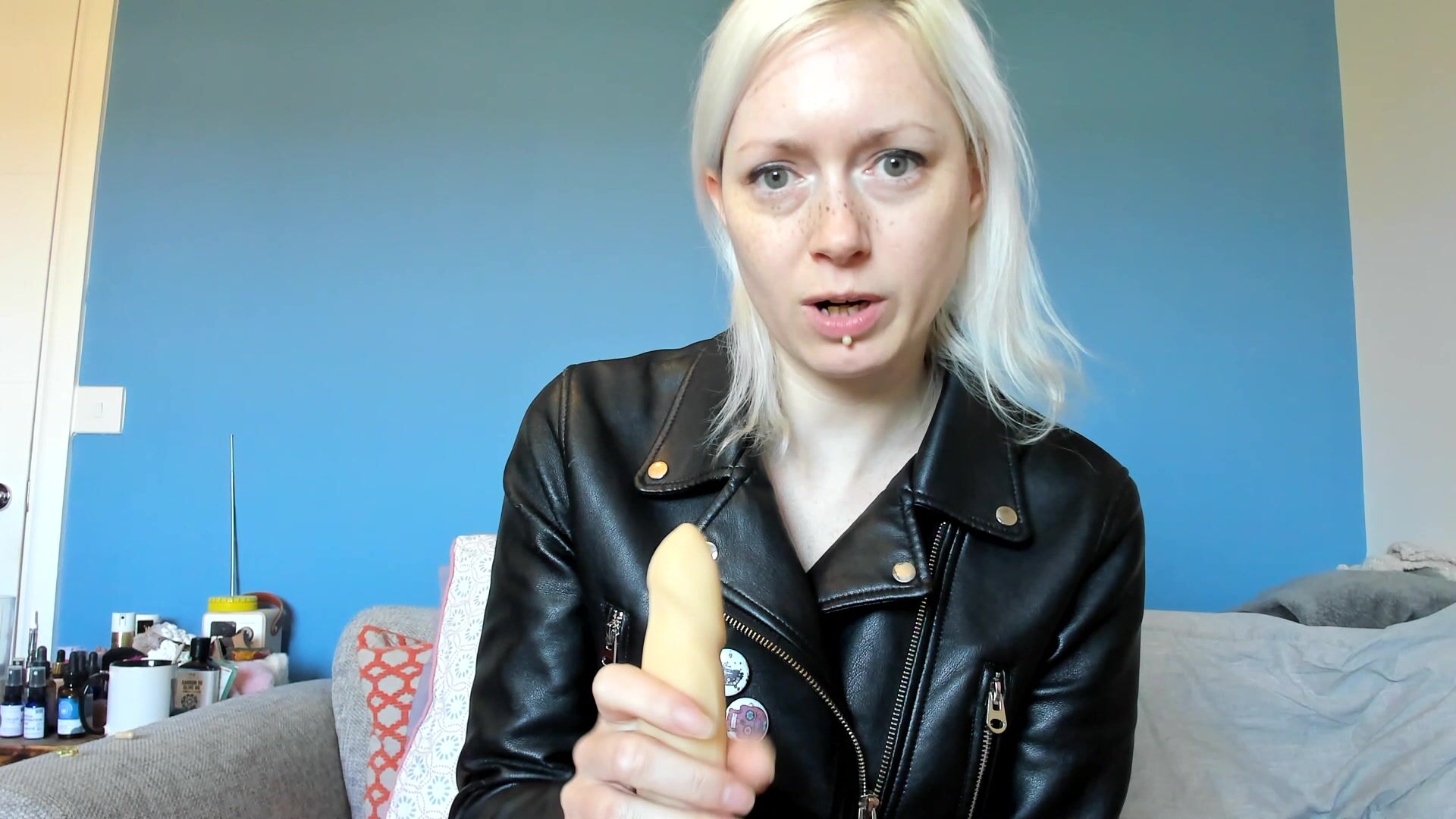 Leather jacket JOI and cum countdown