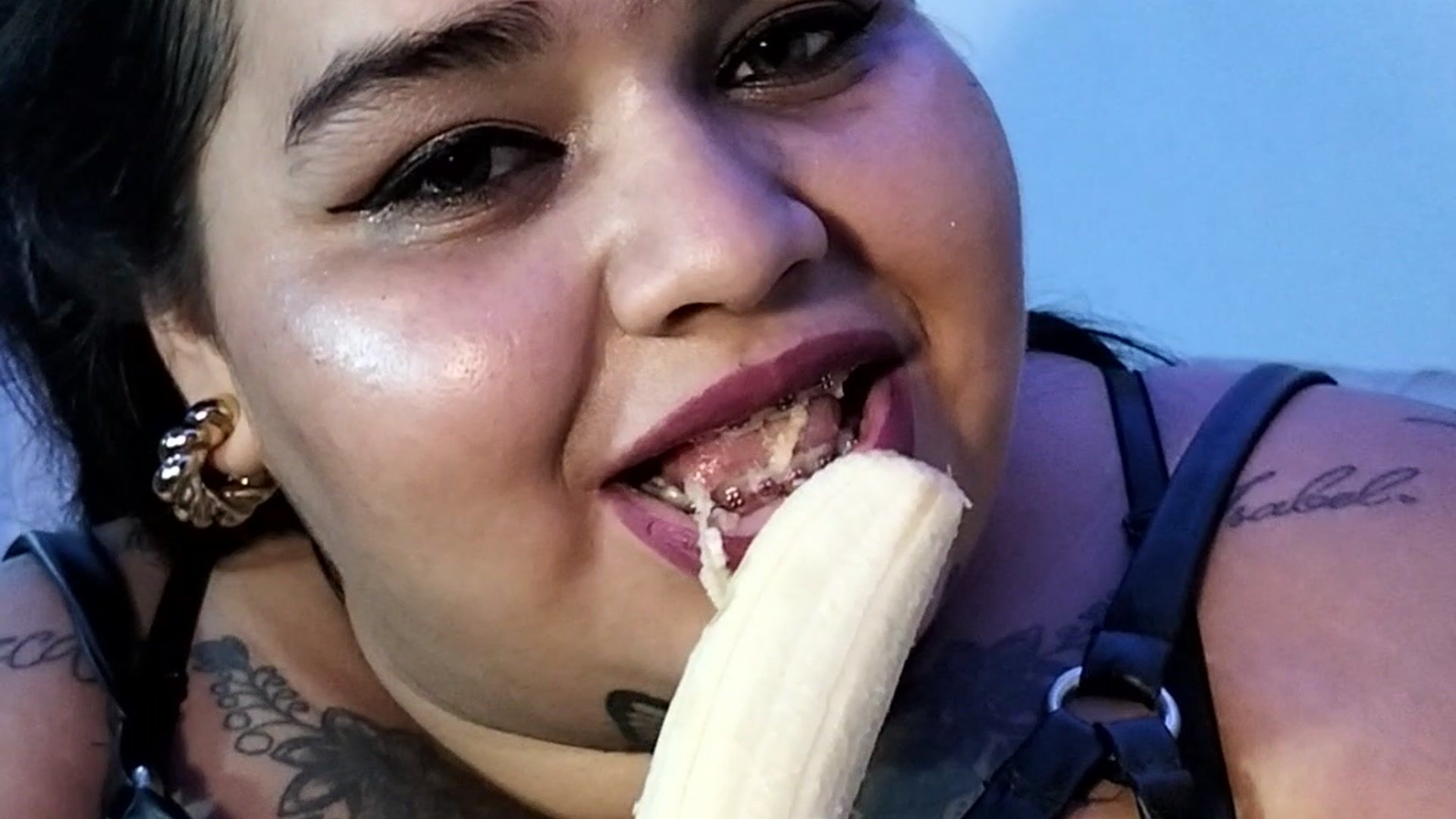 Eating a banana