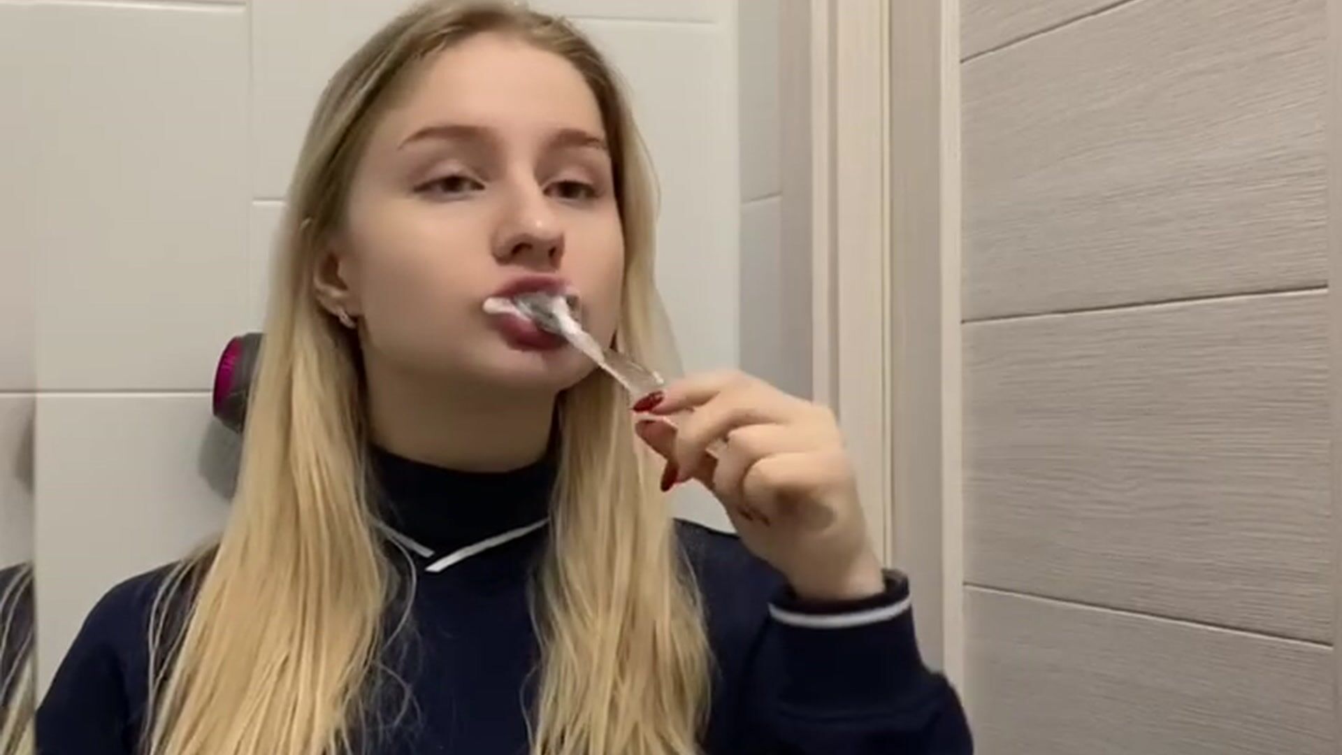 brushing my teeth