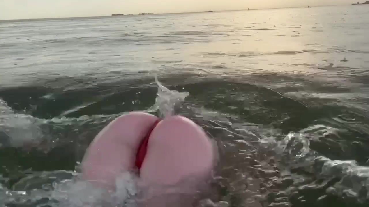 hot girl pampering in the sea