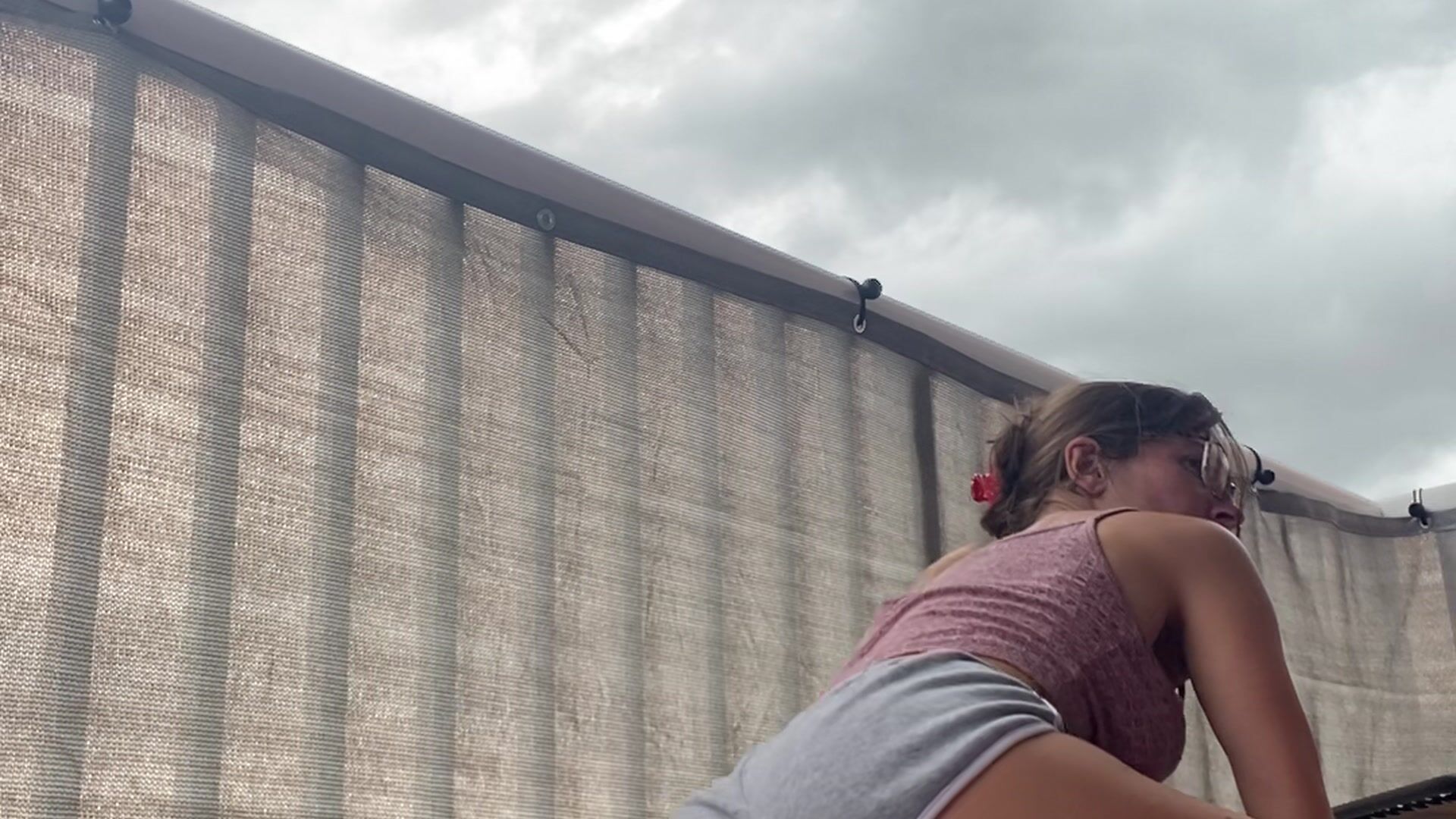 STRETCHING ON BALCONY