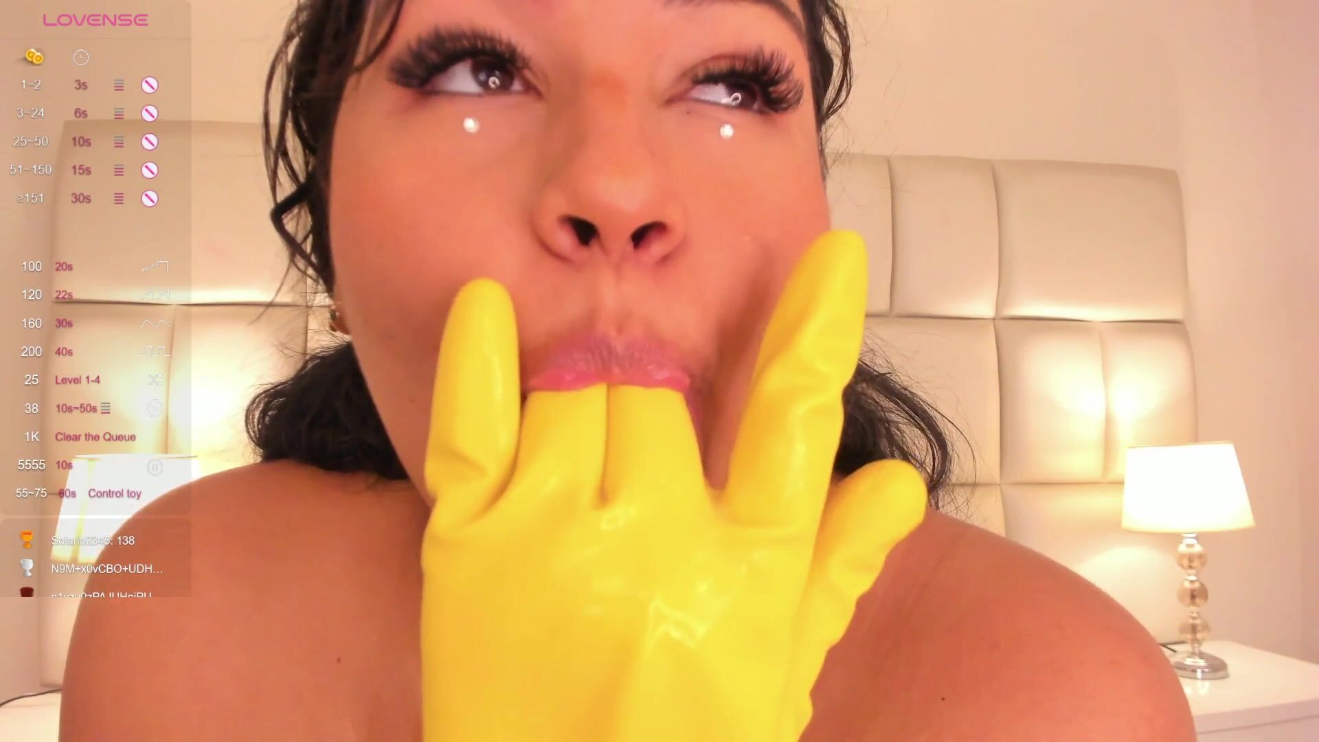 Cleaning gloves ready to clean my so wet pussy