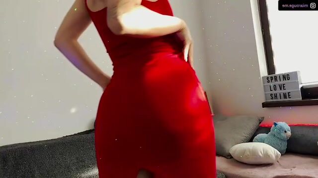 red dress teasing