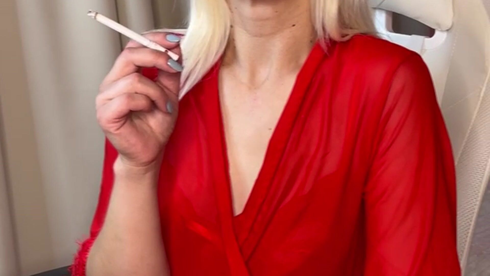 Smoking Lady In Red