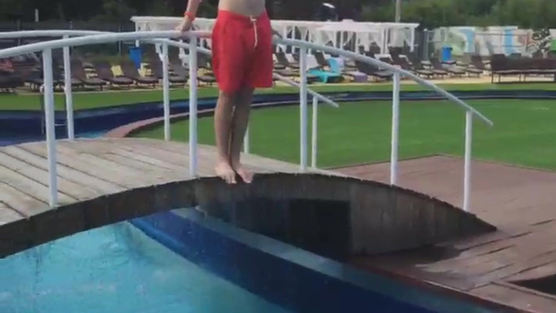 Fun jump into the pool