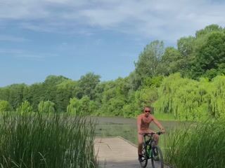 Public naked Bike Ride near the Lake