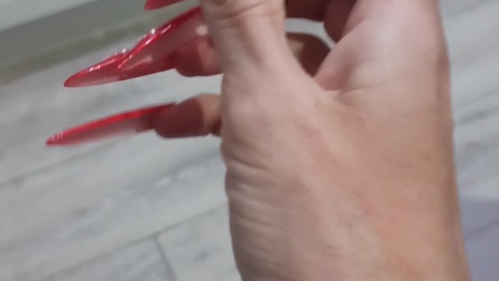 Extremely long nails. I'll tickle my sensitive head and make you cum