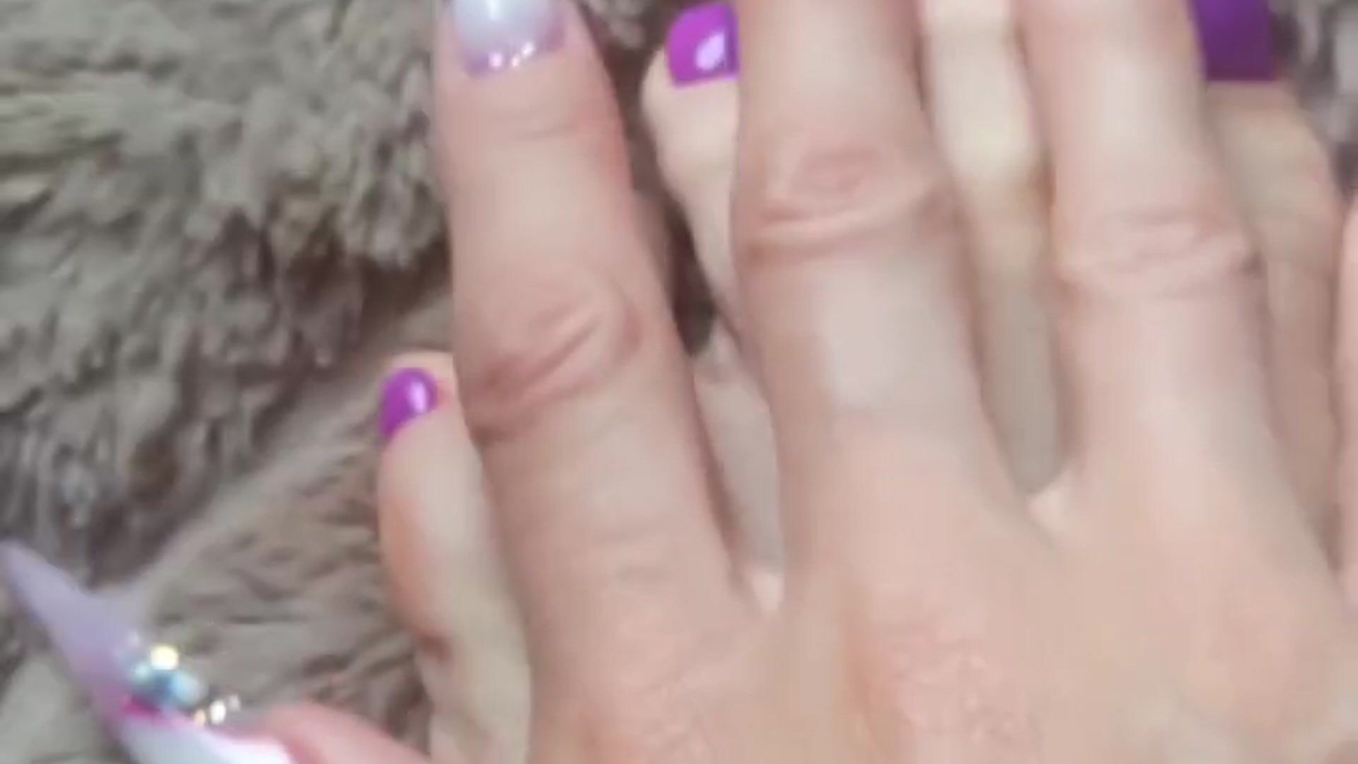 Purple manicure and pedicure