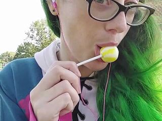 public lollipop tongue tease