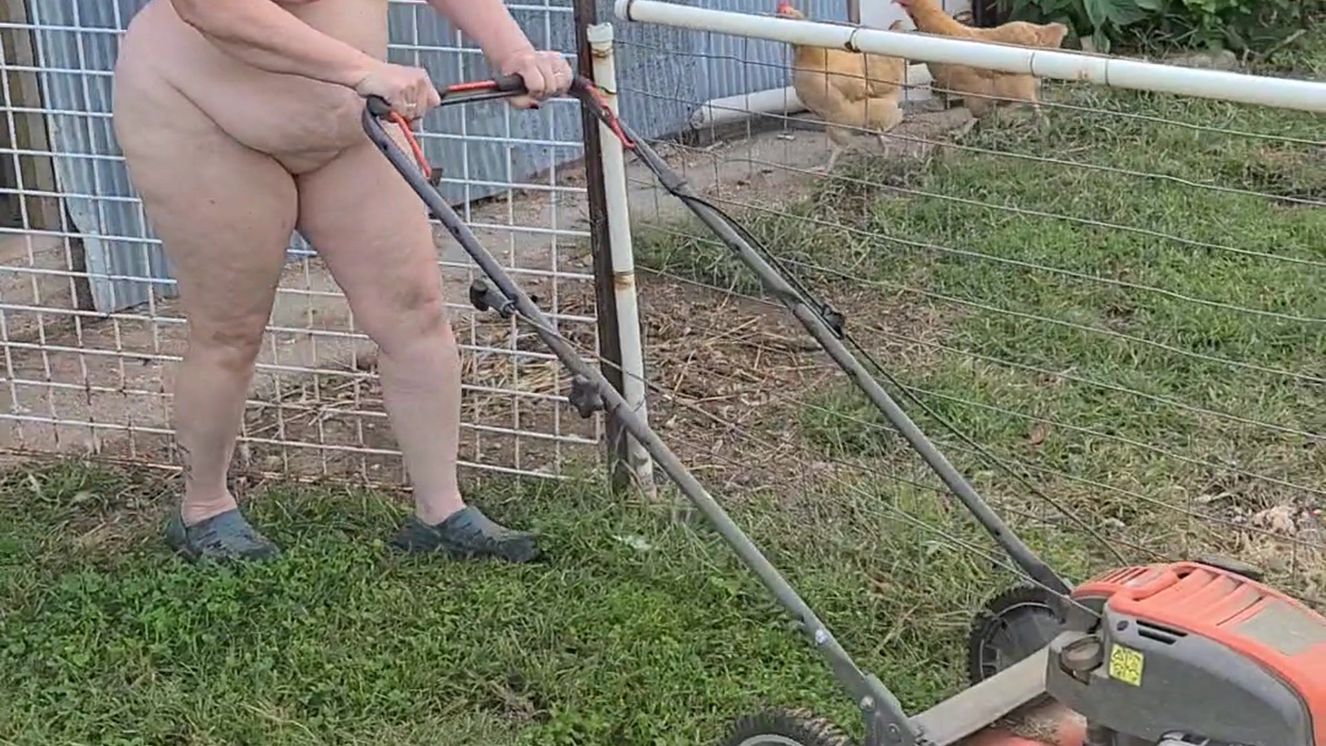 Naked yard work