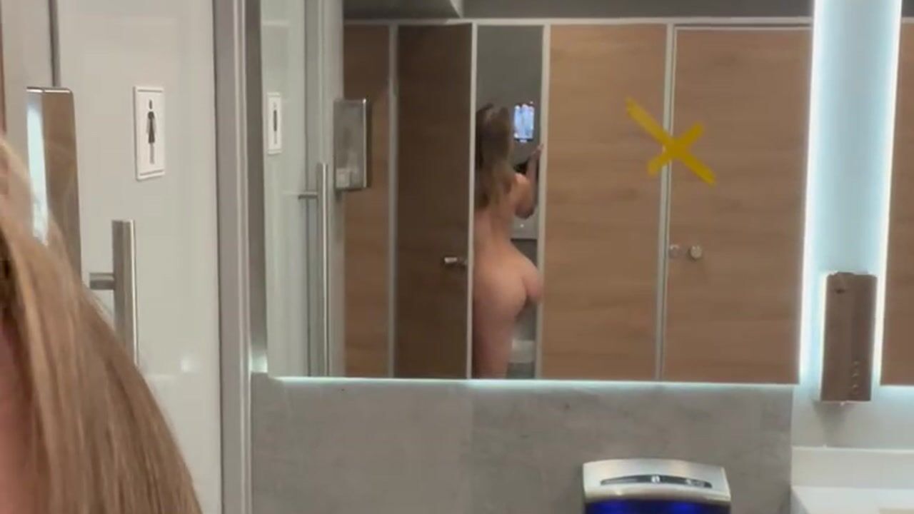Naked in public bathroom