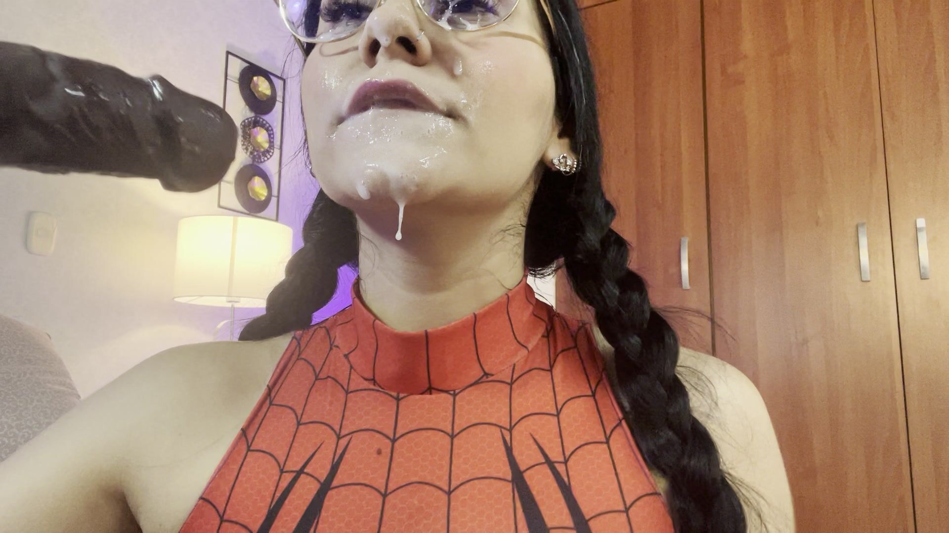 This spider woman took out all your milk and you did it on my face whit glasses