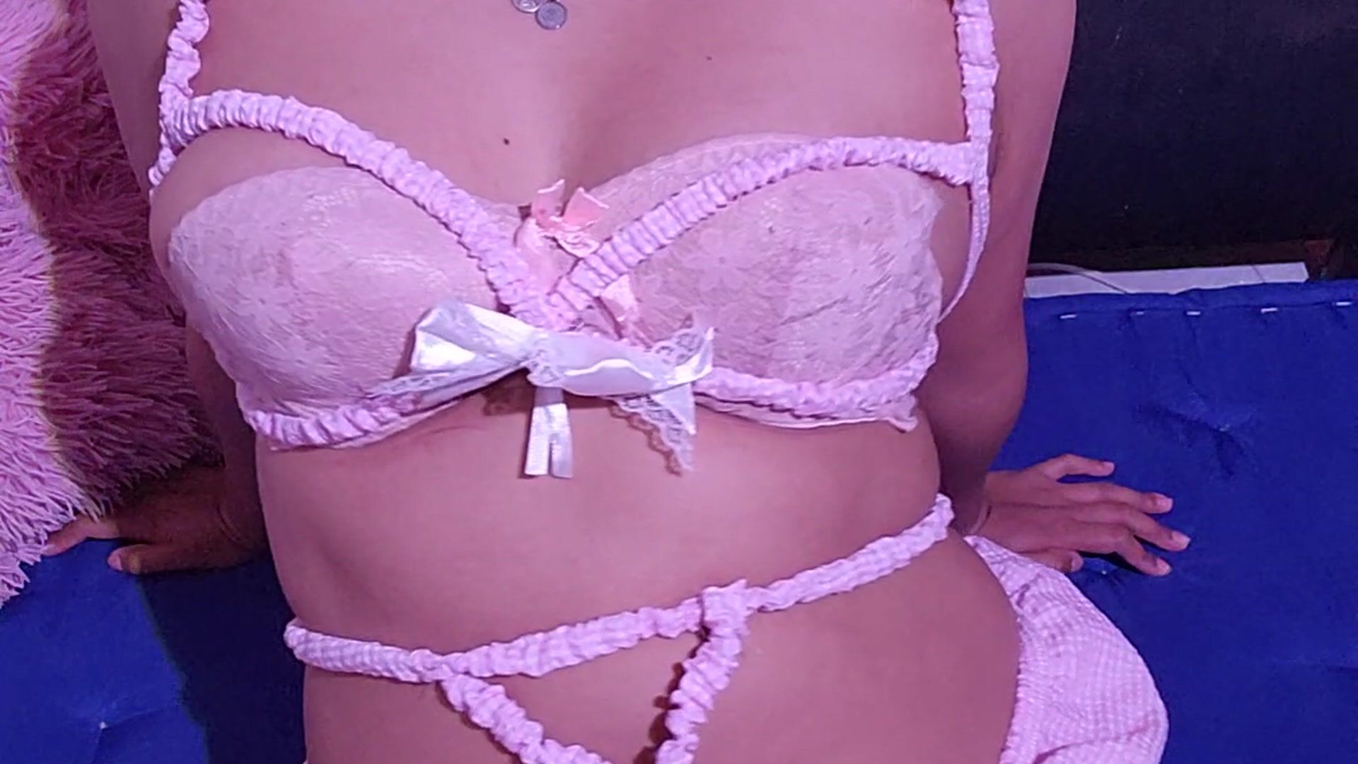 Pink lingerie boobies out  sensual dance