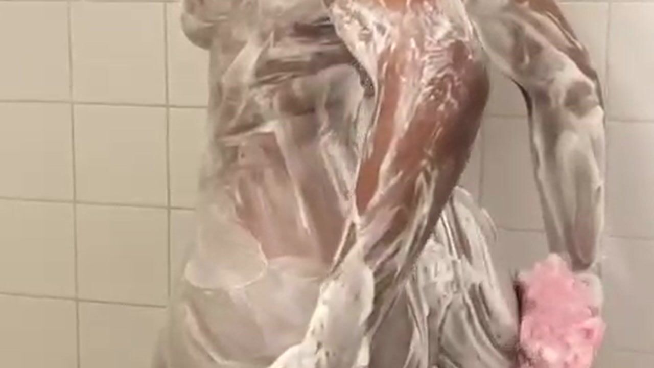 twerking in the shower with soap covering my whole body