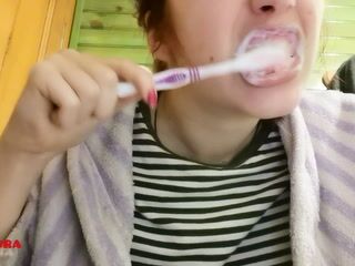 uvula brushing teeth. watch the liquid flow from my delicious mouth.