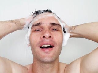 ✅Washing head with shampoo and sexy moan close