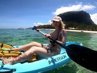 Titties out in Mauritius Africa while Kayaking with Stella