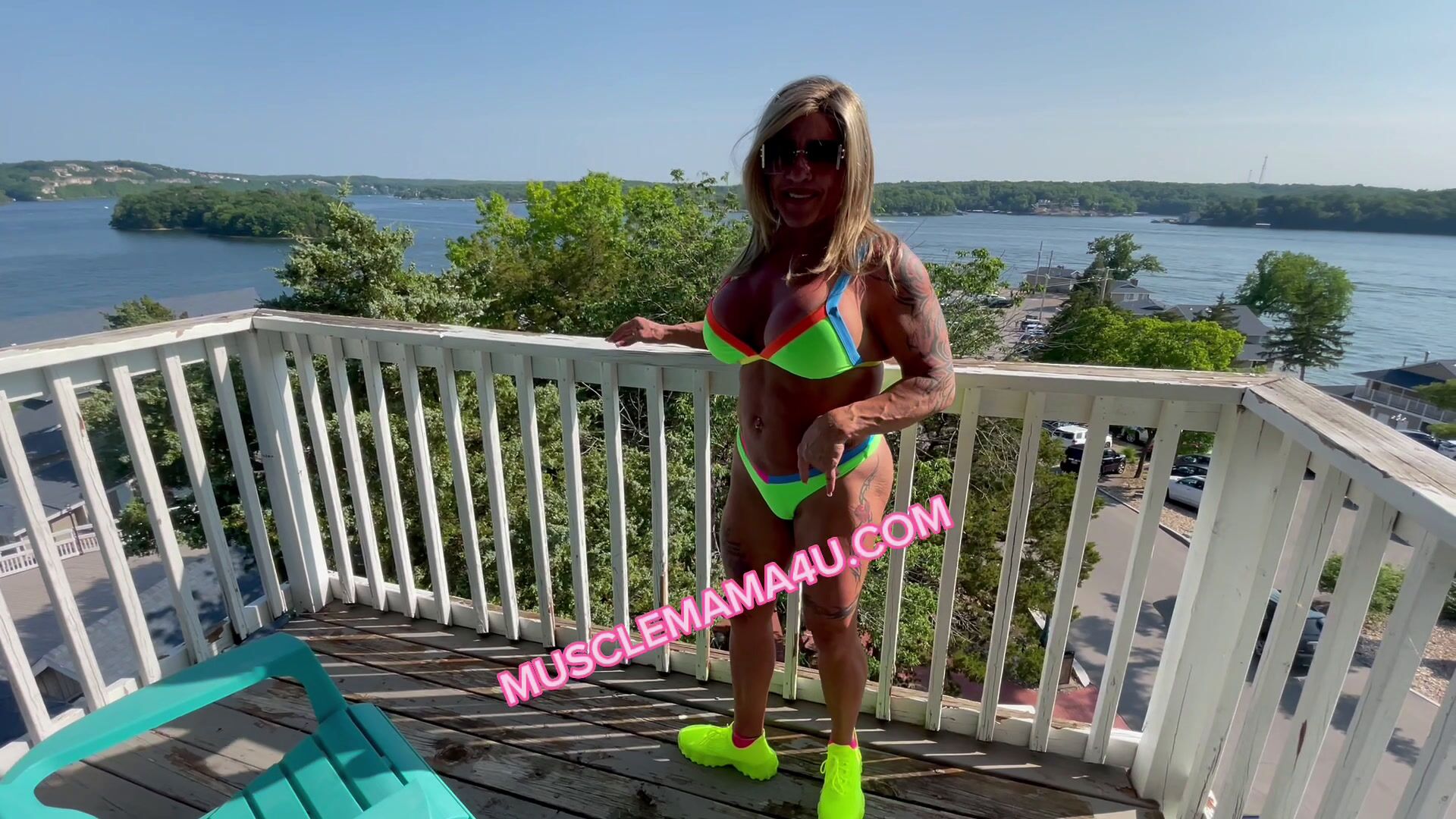 Condo balcony bikini tease at the lake