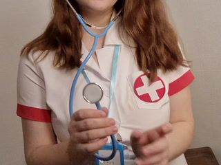 Sexy nurse is playing with pussy for you