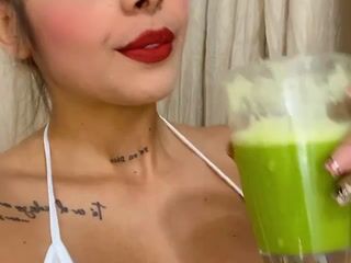 Drinking my green juice