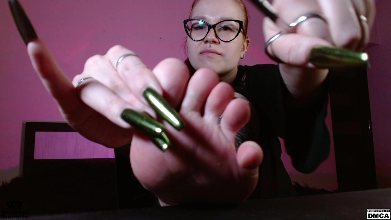 Mistress cuts her toenails and you clean her dirty soles