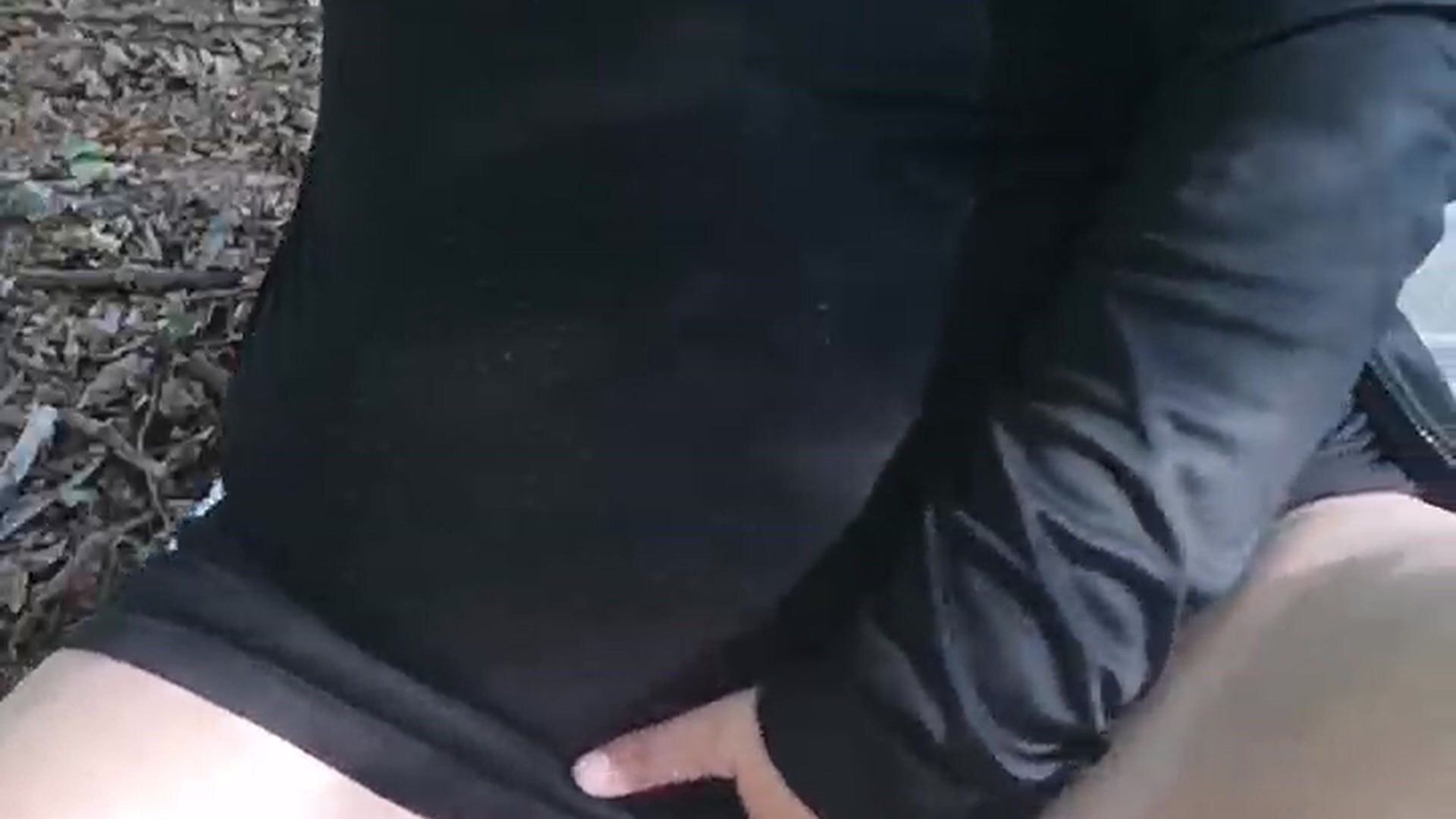 Playing with myself and spit on my tits,, In the park