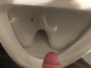 Cumming in public toilet