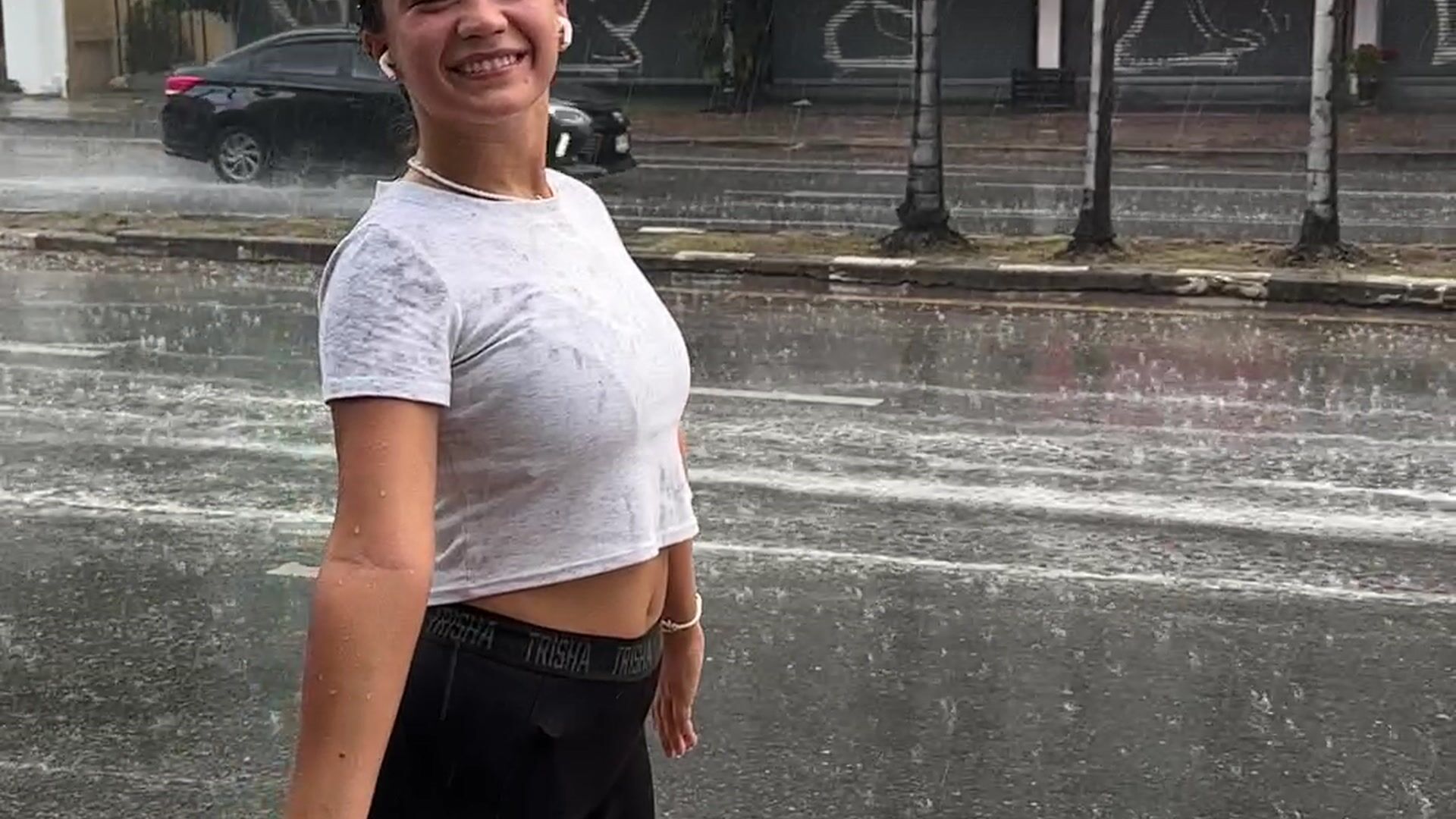 Under the rain after running