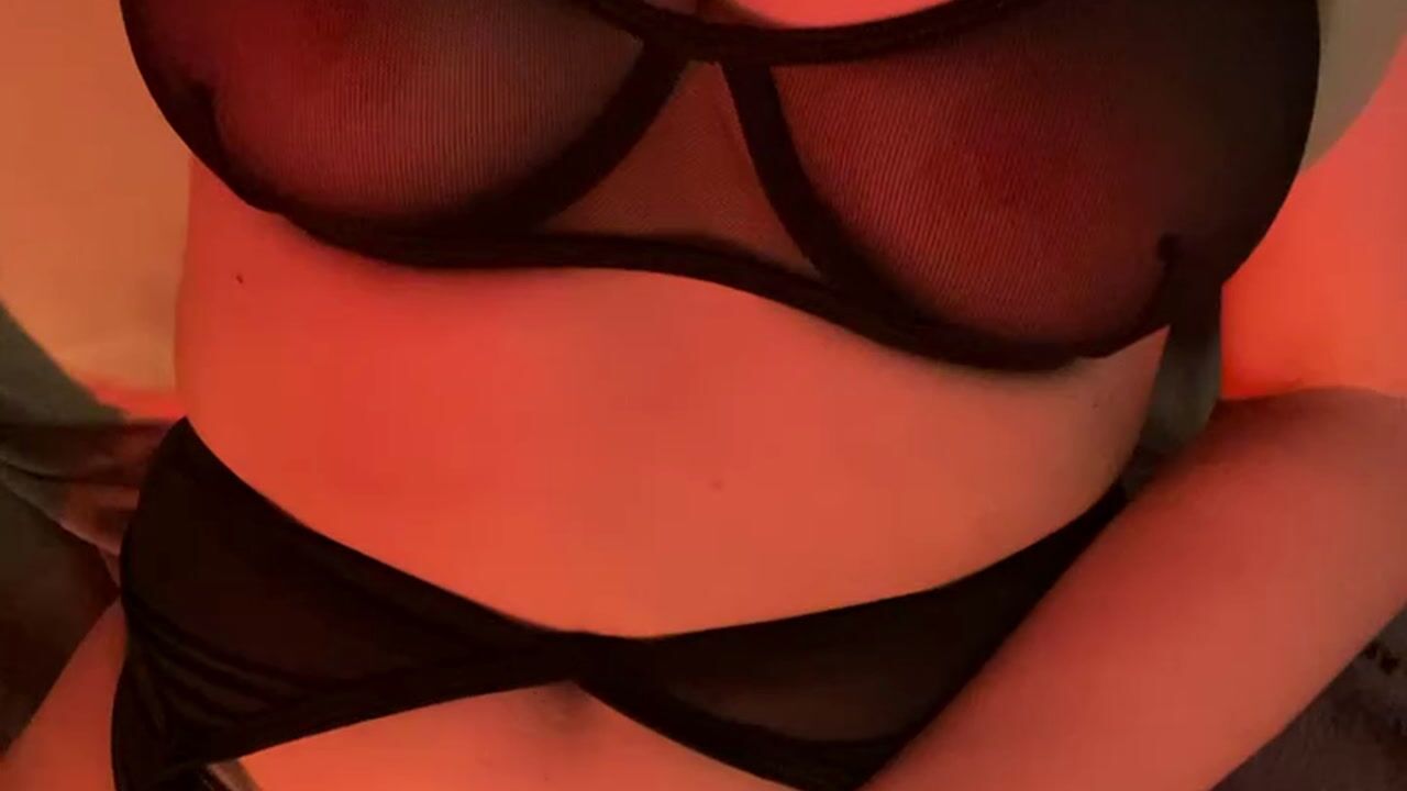 playing with pussy in black lingerie