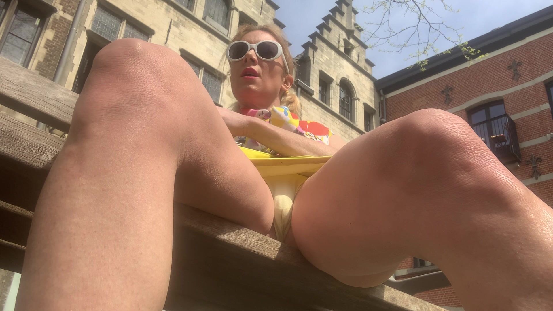 Yellow panties in the sun