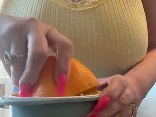 Squeezing my oranges - tight top and nipples