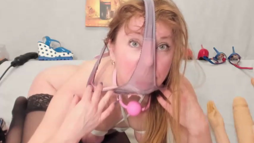 Bondage tits, panties on head, lick panties